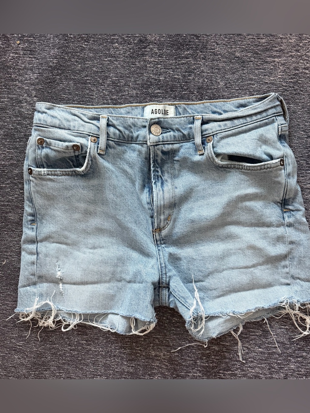 Agolde Sophie denim cutoff shorts light wash high rise